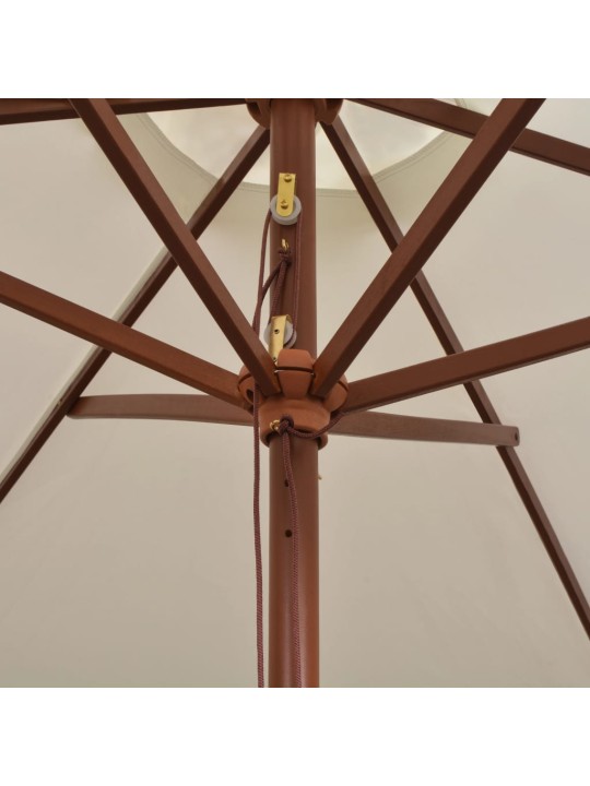 Slunečník 270 x 270 cm s dřevěnou tyčí krémově bílý