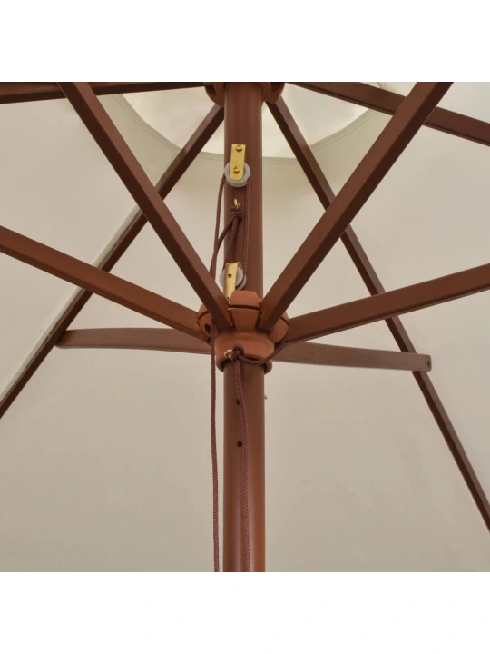 Slunečník 270 x 270 cm s dřevěnou tyčí krémově bílý