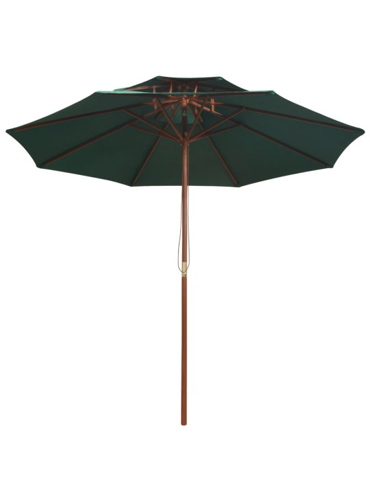 Dvoupatrový slunečník 270 x 270 cm dřevěná tyč zelený