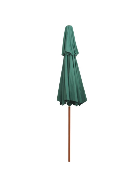 Dvoupatrový slunečník 270 x 270 cm dřevěná tyč zelený