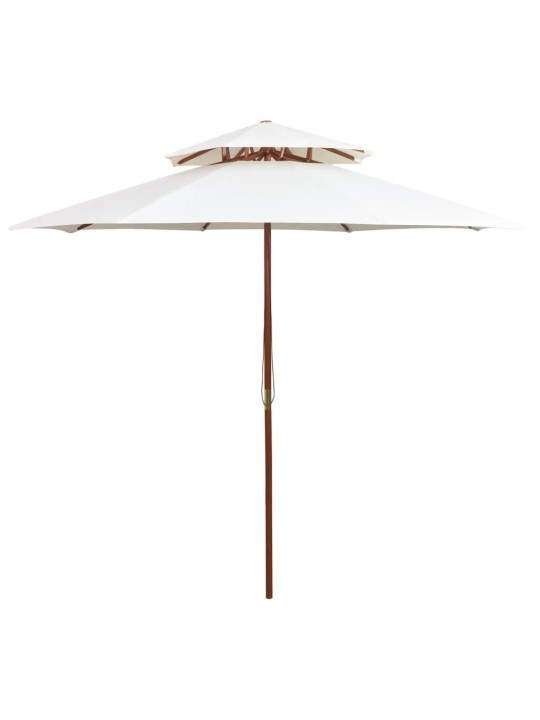 Dvoupatrový slunečník 270 x 270 cm dřevěná tyč krémově bílý