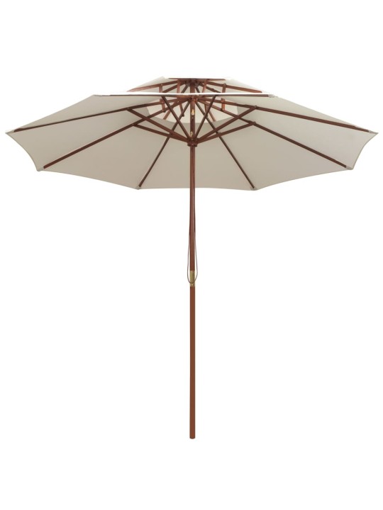 Dvoupatrový slunečník 270 x 270 cm dřevěná tyč krémově bílý