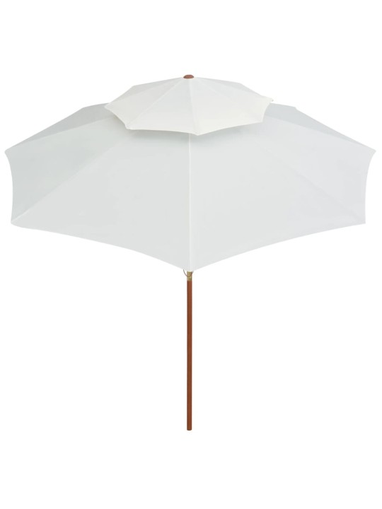 Dvoupatrový slunečník 270 x 270 cm dřevěná tyč krémově bílý