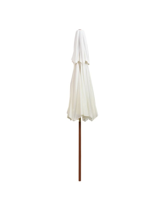 Dvoupatrový slunečník 270 x 270 cm dřevěná tyč krémově bílý