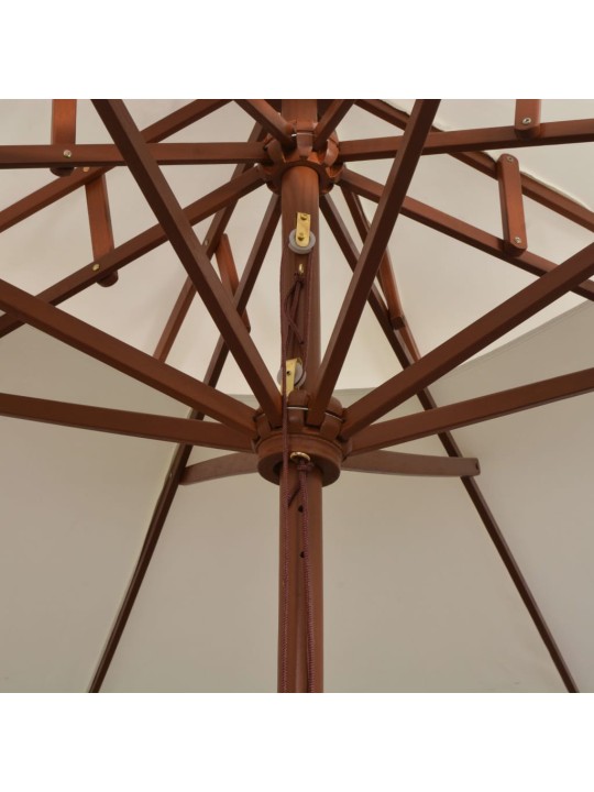 Dvoupatrový slunečník 270 x 270 cm dřevěná tyč krémově bílý