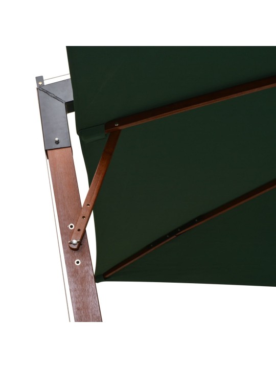 Závěsný slunečník 300 x 300 cm dřevěná tyč zelený
