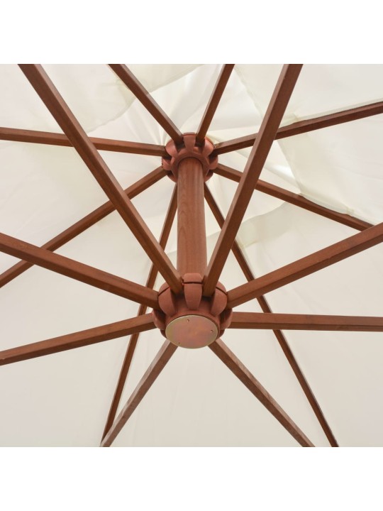 Závěsný slunečník 300 x 300 cm dřevěná tyč bílý