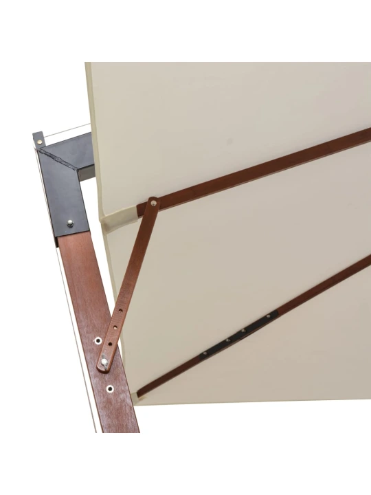 Závěsný slunečník 300 x 300 cm dřevěná tyč bílý