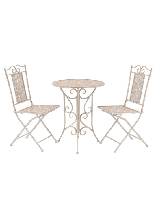 3dílný bistro set ocelový bílý
