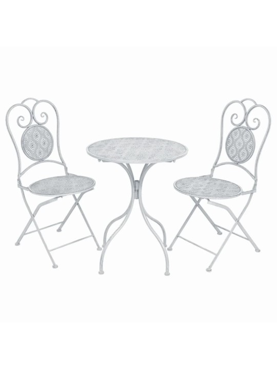 3dílný bistro set ocelový šedobílý
