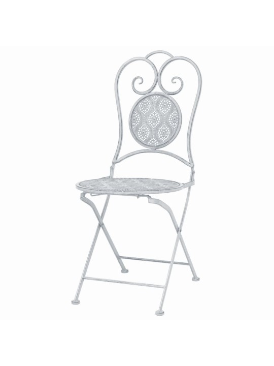 3dílný bistro set ocelový šedobílý