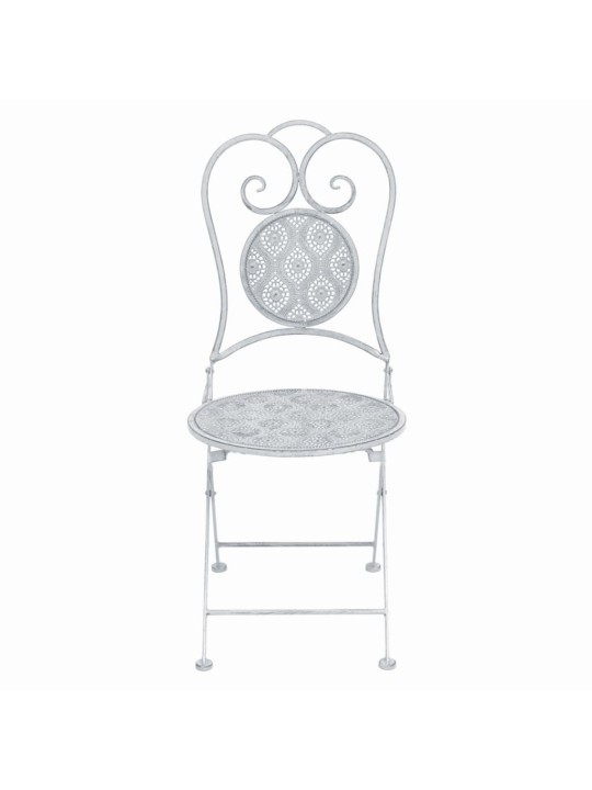 3dílný bistro set ocelový šedobílý