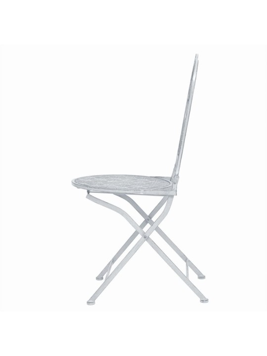 3dílný bistro set ocelový šedobílý