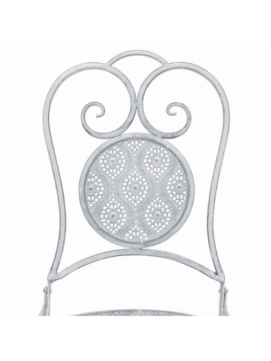 3dílný bistro set ocelový šedobílý