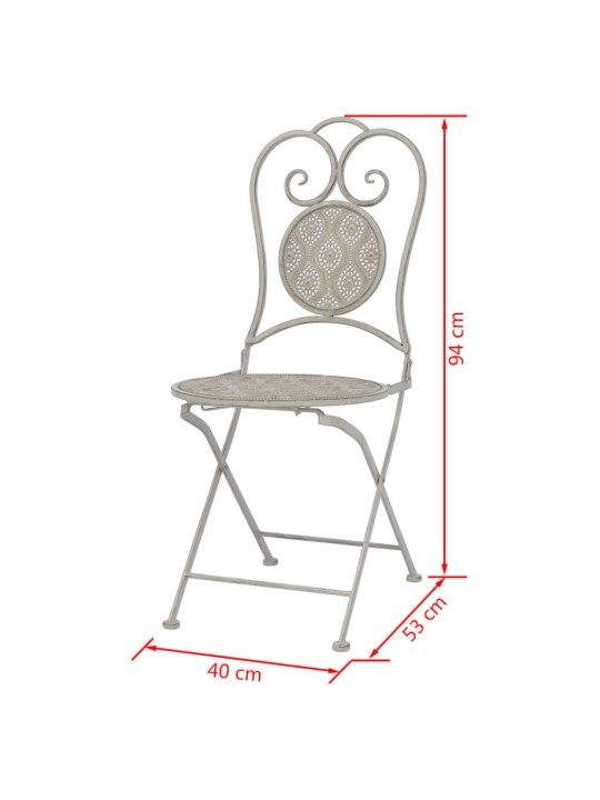 3dílný bistro set ocelový šedý