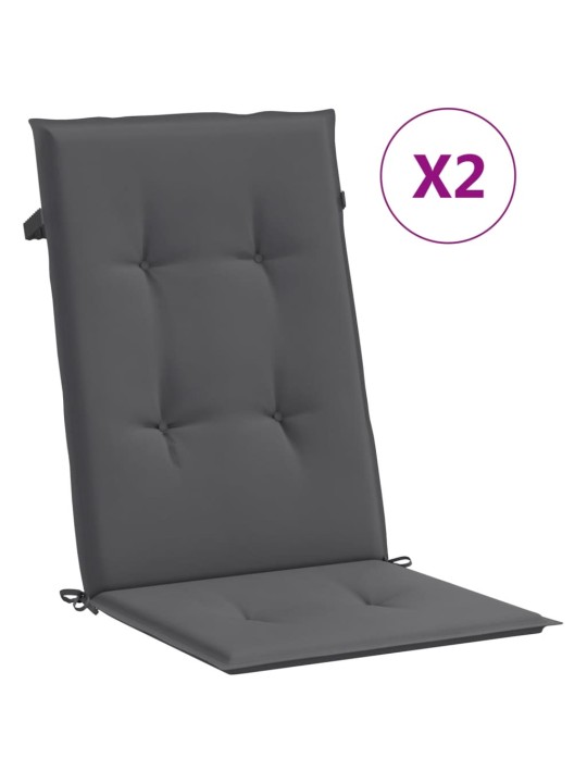 Podušky na židli vysoké opěradlo 2 ks antracitové 120x50x3 cm