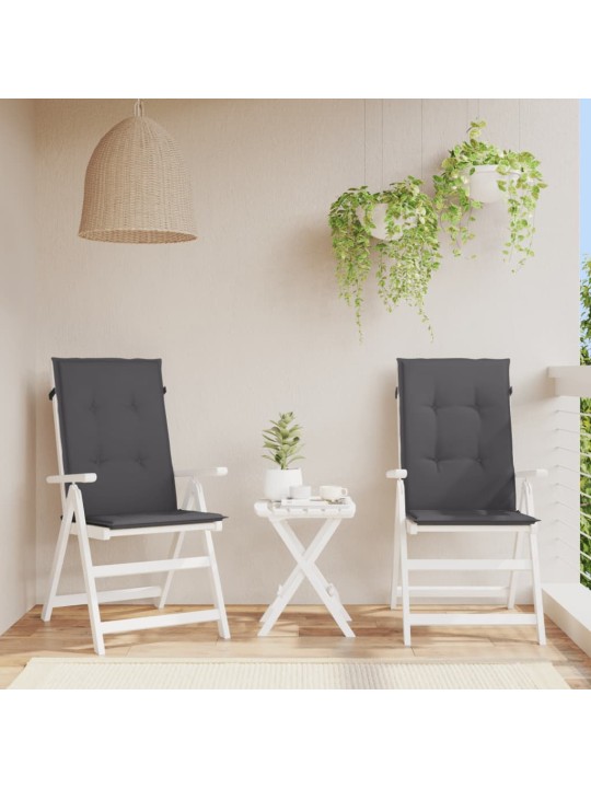 Podušky na židli vysoké opěradlo 2 ks antracitové 120x50x3 cm