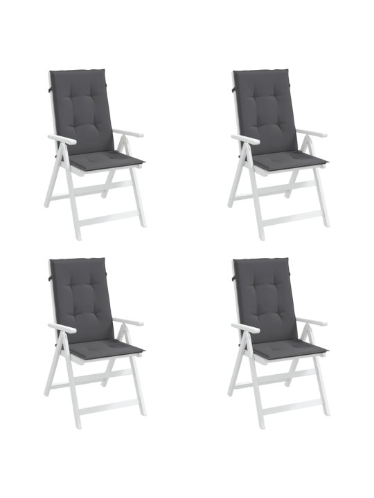 Podušky na židli vysoké opěradlo 4 ks antracitové 120x50x3 cm