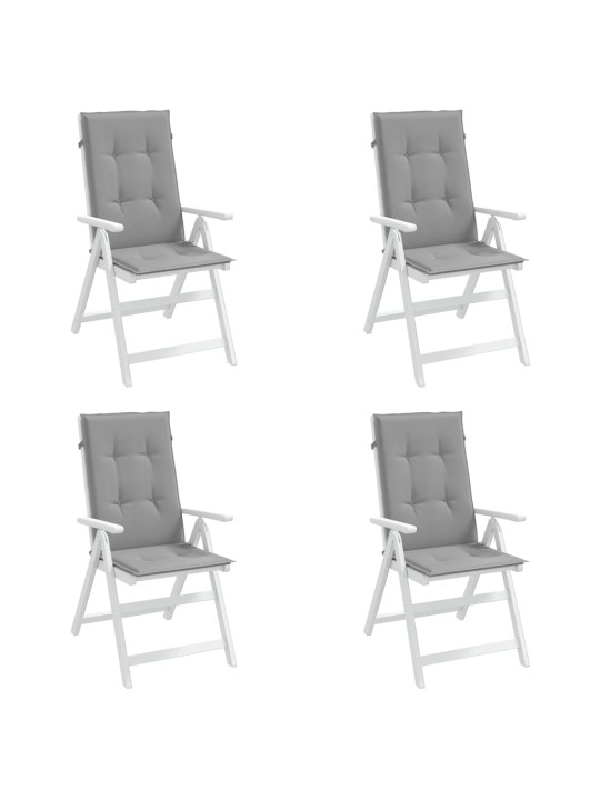 Podušky na židli vysoké opěradlo 4 ks šedé 120x50x3 cm textil