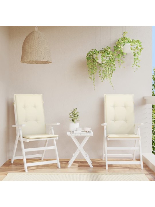 Podušky na židli vysoké opěradlo 2 ks krémové 120x50x3cm textil
