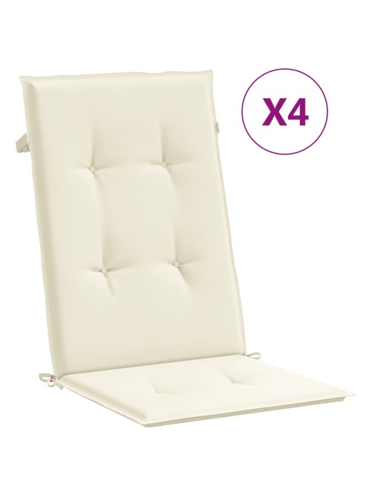 Podušky na židli vysoké opěradlo 4 ks krémové 120x50x3cm textil