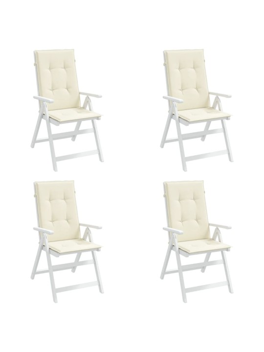 Podušky na židli vysoké opěradlo 4 ks krémové 120x50x3cm textil