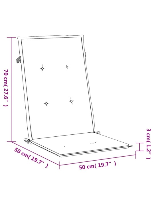 Podušky na židli vysoké opěradlo 4 ks krémové 120x50x3cm textil