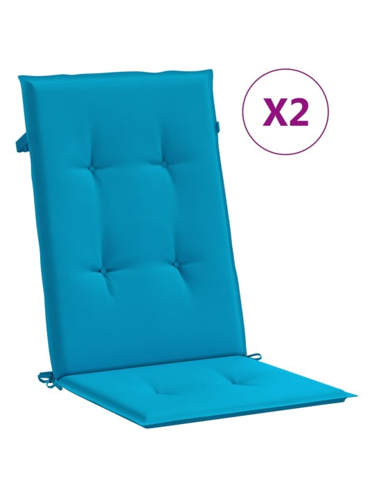 Podušky na židli vysoké opěradlo 2 ks modré 120x50x3 cm textil