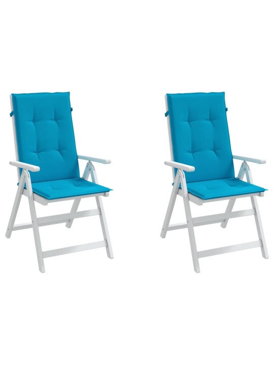 Podušky na židli vysoké opěradlo 2 ks modré 120x50x3 cm textil