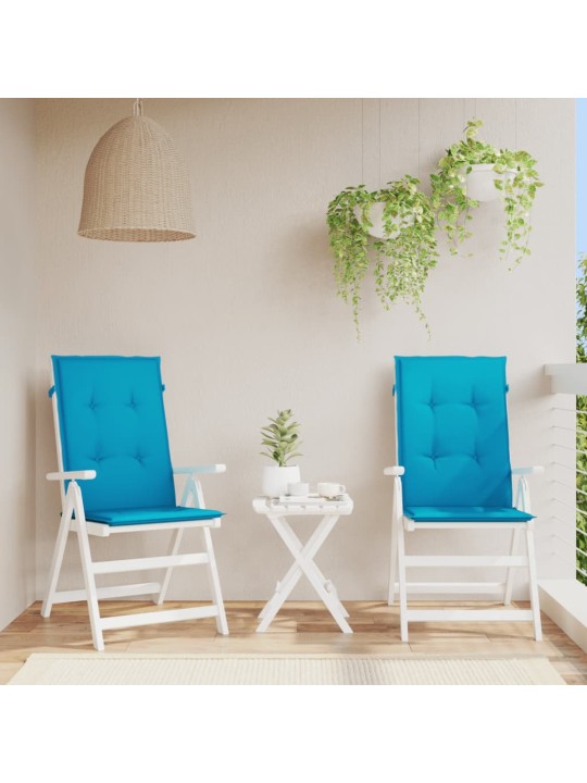 Podušky na židli vysoké opěradlo 2 ks modré 120x50x3 cm textil