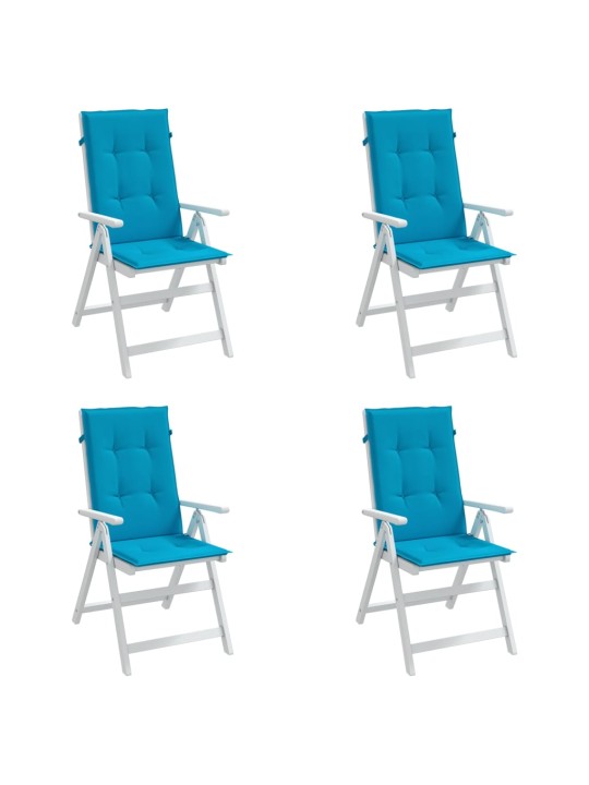 Podušky na židli vysoké opěradlo 4 ks modré 120x50x3 cm textil