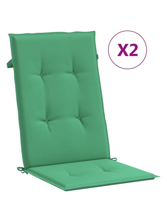 Podušky na židli vysoké opěradlo 2 ks zelené 120x50x3 cm textil