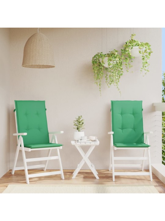 Podušky na židli vysoké opěradlo 2 ks zelené 120x50x3 cm textil