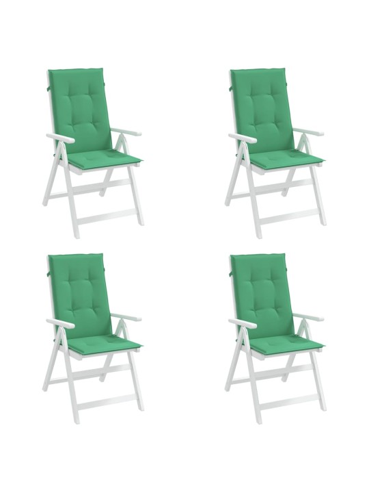 Podušky na židli vysoké opěradlo 4 ks zelené 120x50x3 cm textil
