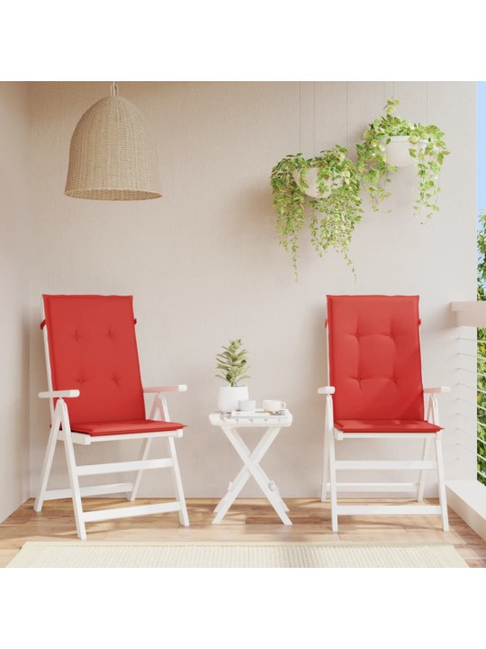 Podušky na židli vysoké opěradlo 2 ks červené 120x50x3cm textil