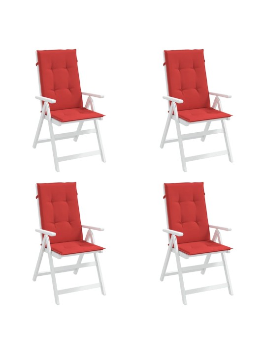 Podušky na židli vysoké opěradlo 4 ks červené 120x50x3cm textil