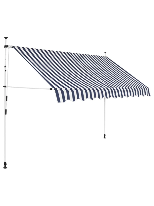 Ručně zatahovací markýza 250 cm modro-bílé pruhy