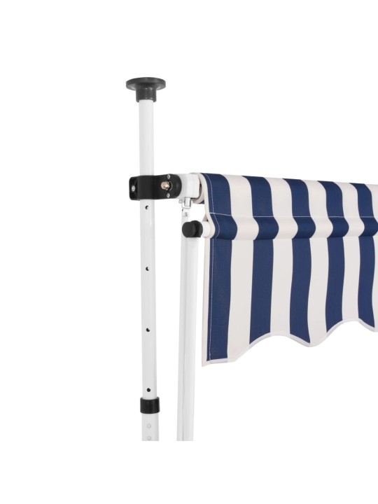 Ručně zatahovací markýza 250 cm modro-bílé pruhy