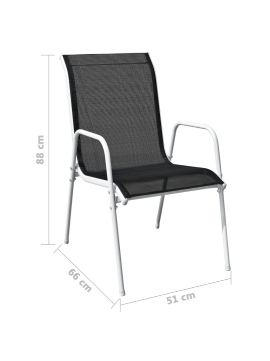 9dílný zahradní jídelní set ocelový černý