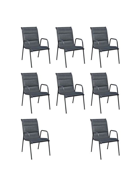 9dílný zahradní jídelní set ocelový černý