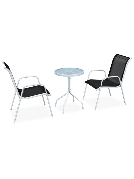3dílný bistro set ocelový černý