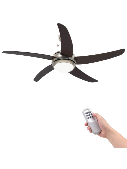 Ozdobný stropní ventilátor se světlem 128 cm hnědý