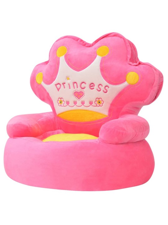 Plyšové dětské křeslo princess růžové