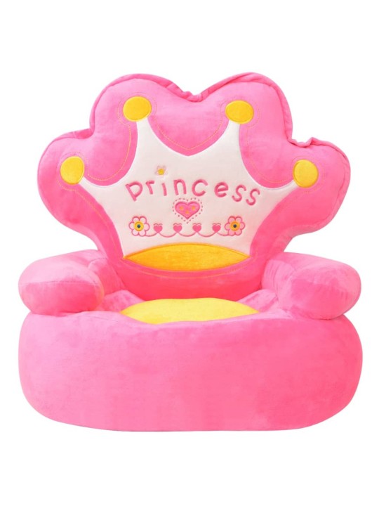 Plyšové dětské křeslo princess růžové
