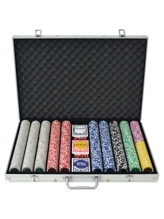 Poker set s 1000 laserovými žetony hliník