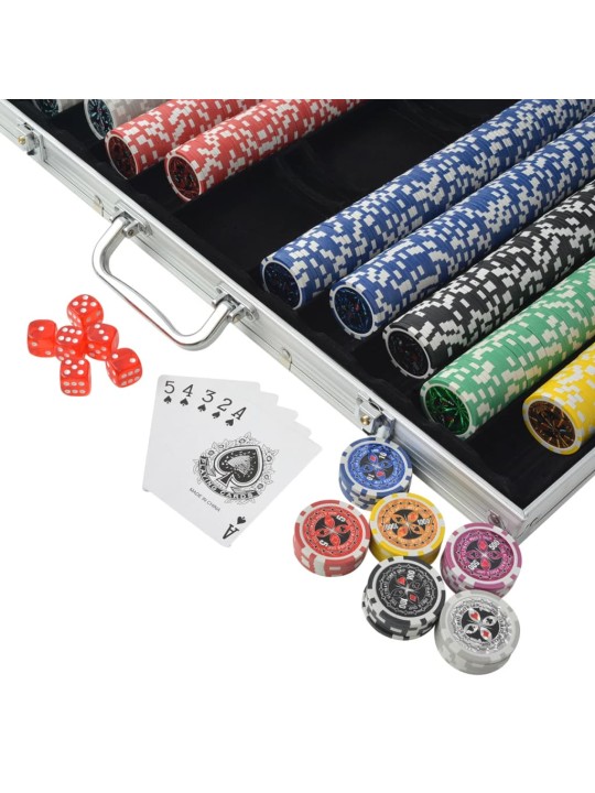 Poker set s 1000 laserovými žetony hliník