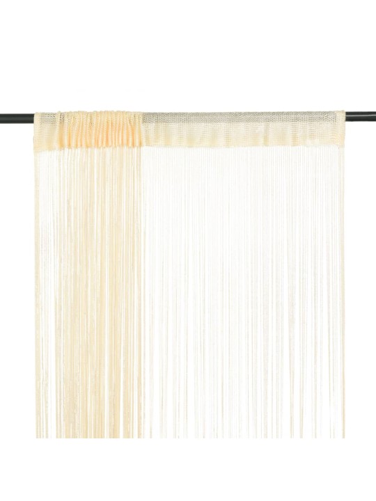 Provázkové záclony, 2 ks, 100x250 cm, krémová