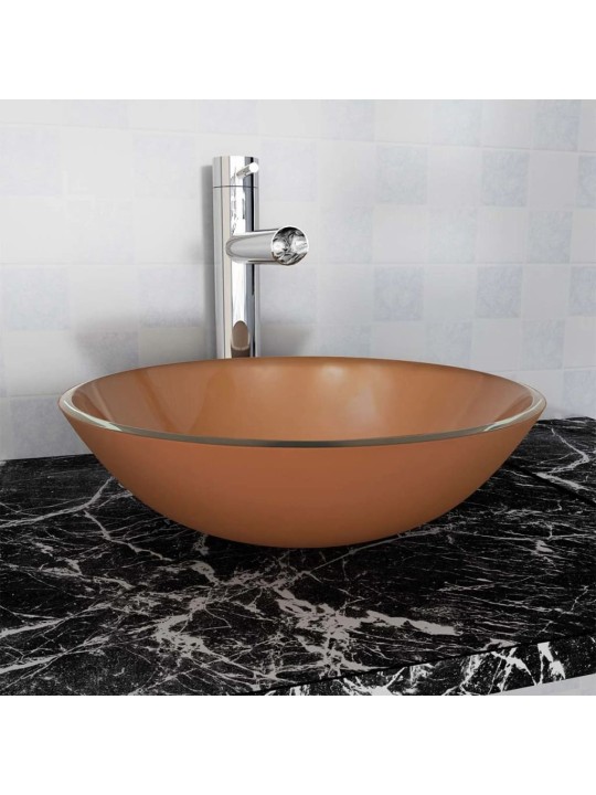 Umyvadlo z tvrzeného skla 42 cm hnědé