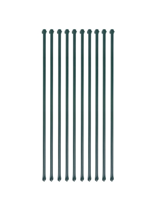 Plotové sloupky, 10 ks, kov, 1 m, zelené