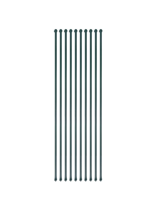 Plotové sloupky, 10 ks, kov, 1,5 m, zelené